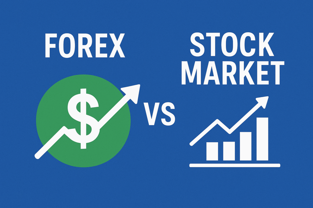 Forex vs Stock Market comparison showing trading differences and growth trends in 2025.